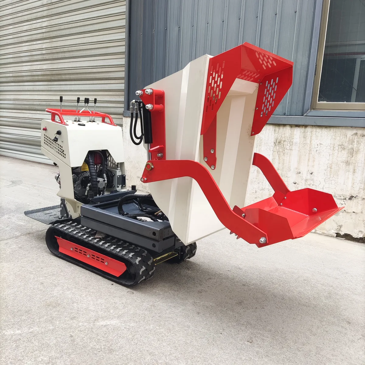TerraCub Lift 500 scissor lift fully extended — front left view showing 1200mm elevation height